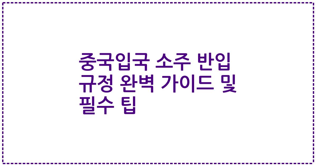 중국입국 소주 반입 규정 완벽 가이드 및 필수 팁