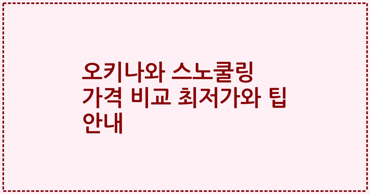 오키나와 스노쿨링 가격 비교 최저가와 팁 안내