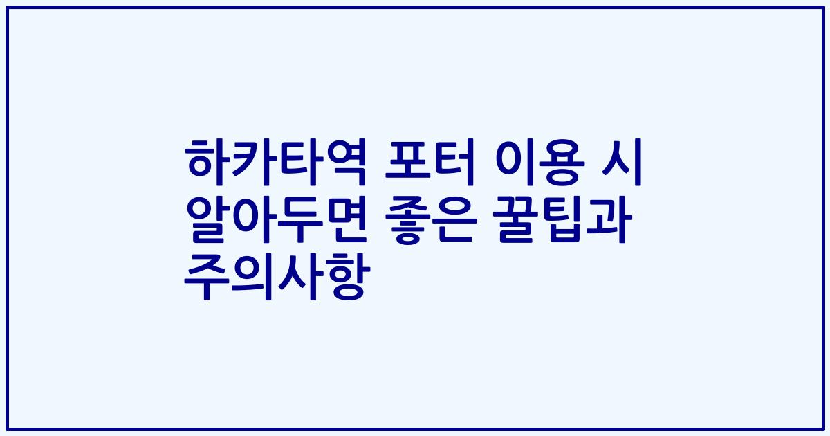 하카타역 포터 이용 시 알아두면 좋은 꿀팁과 주의사항