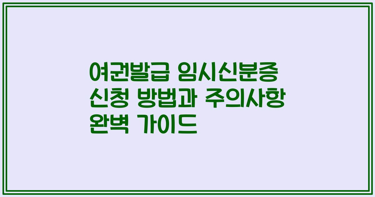 여권발급 임시신분증 신청 방법과 주의사항 완벽 가이드